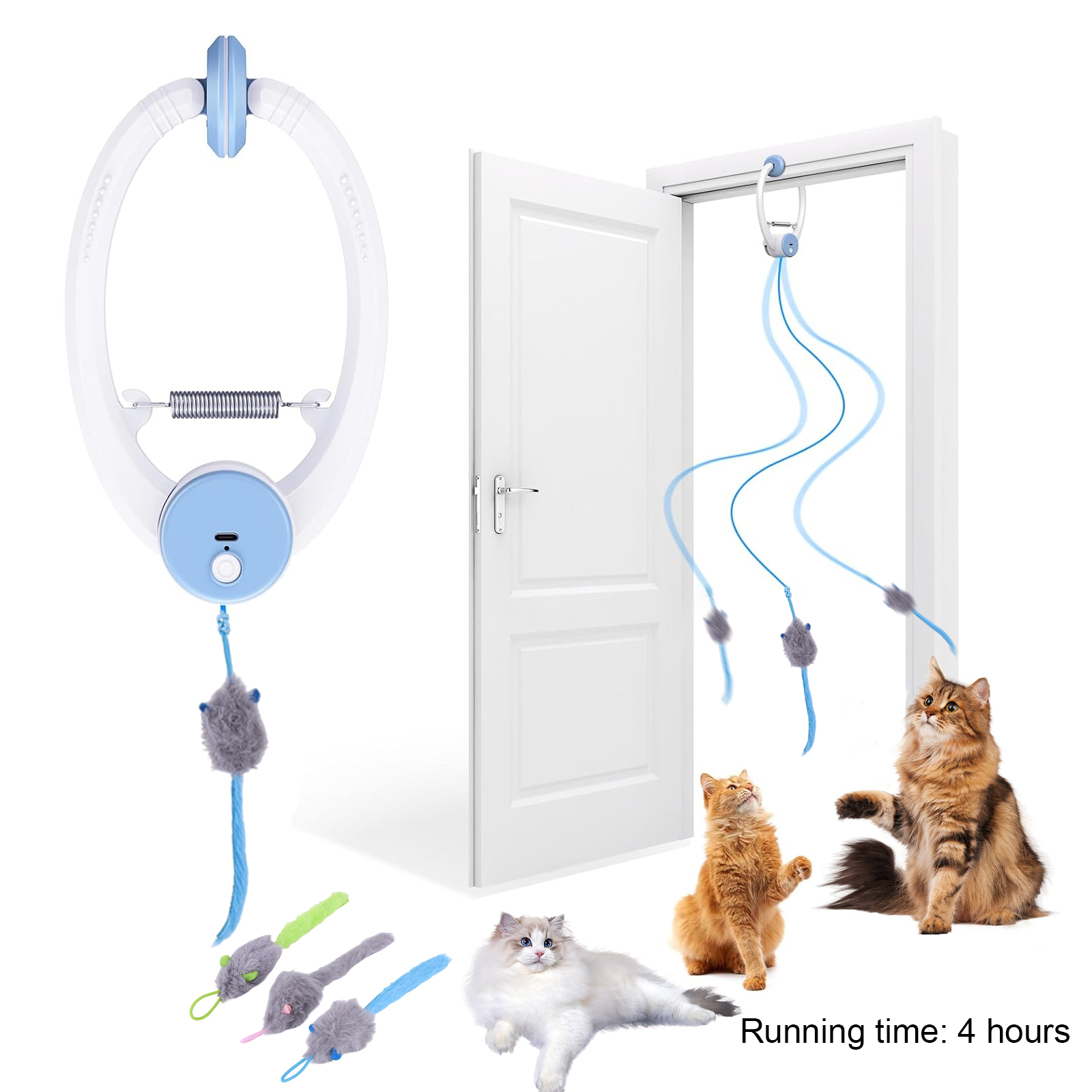Catnip Toys - Door Hanging Auto-Rebound Cat Toy Retractable