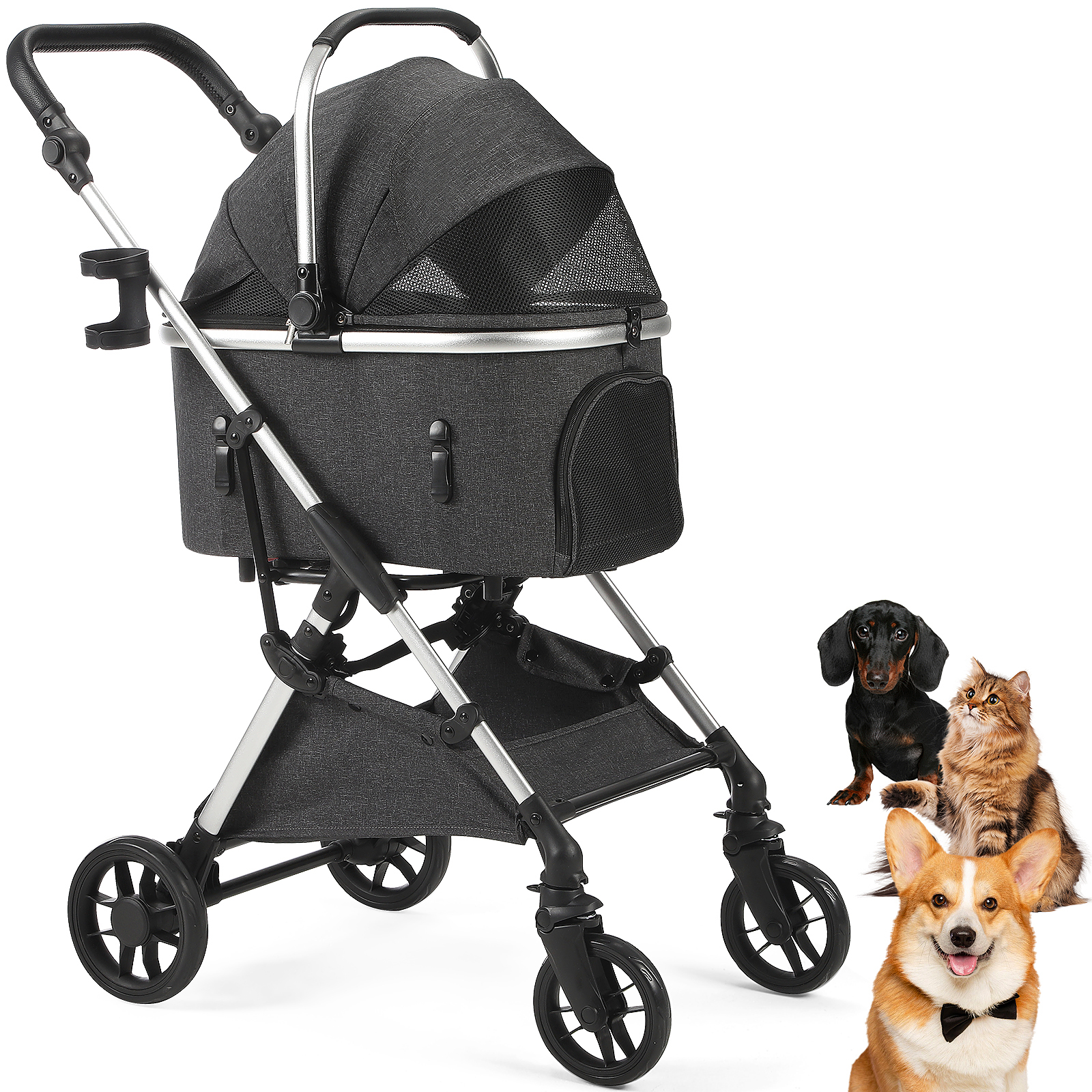 Pet Stroller Carrier - Portable Lightweight Pet Stroller for Medium