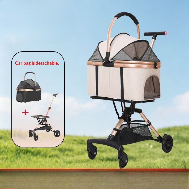 Pet Stroller Carrier - Ultra Light Foldable Pet Trolley Cart,