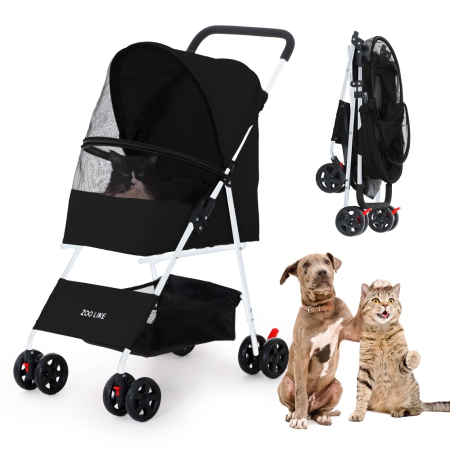 Pet Stroller Carrier - 4-Wheeled Pet Stroller for Cats and