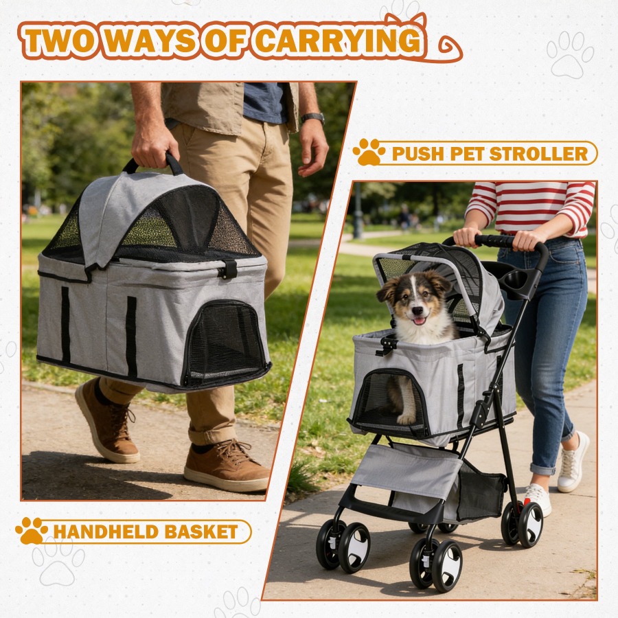 4 Wheels 3-in-1 Foldable Pet D - Pet Stroller Carrier recensione e prezzo