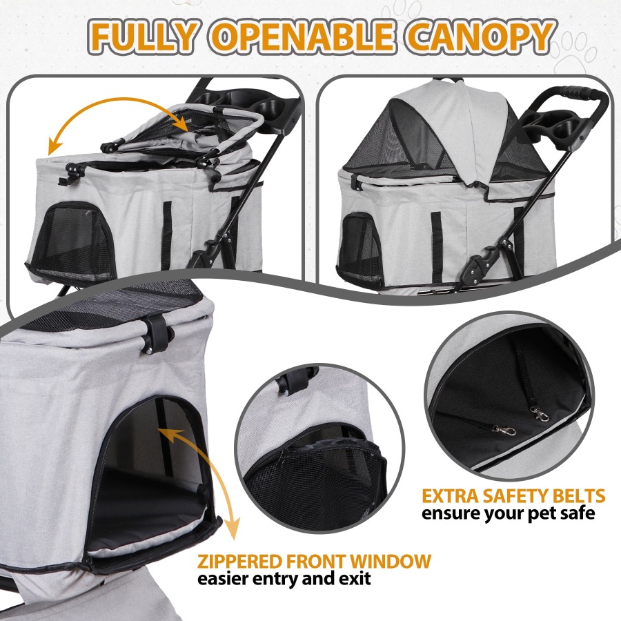 4 Wheels 3-in-1 Foldable Pet D - Pet Stroller Carrier recensione e prezzo