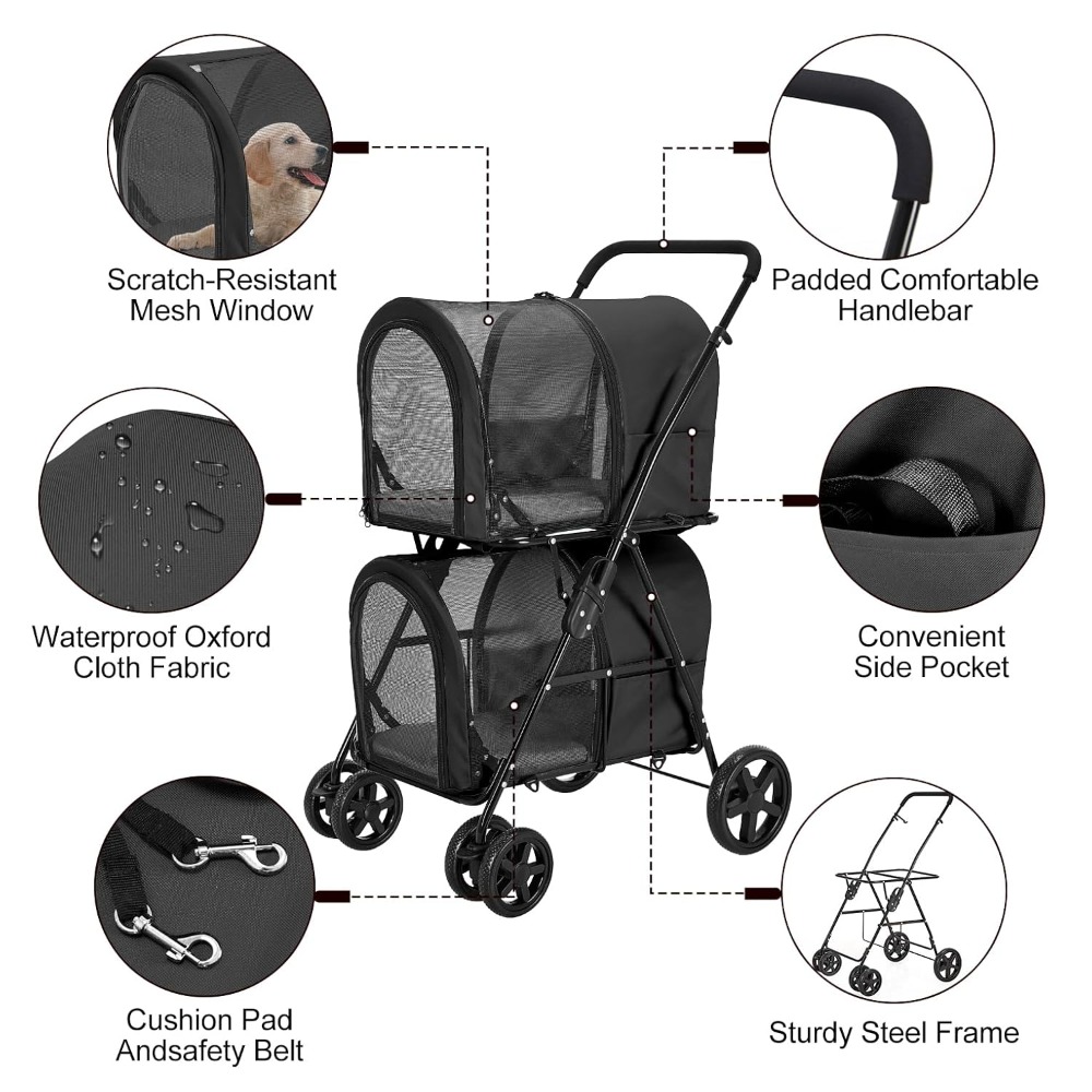 Double Pet Stroller for Dogs a - Pet Stroller Carrier recensione e prezzo