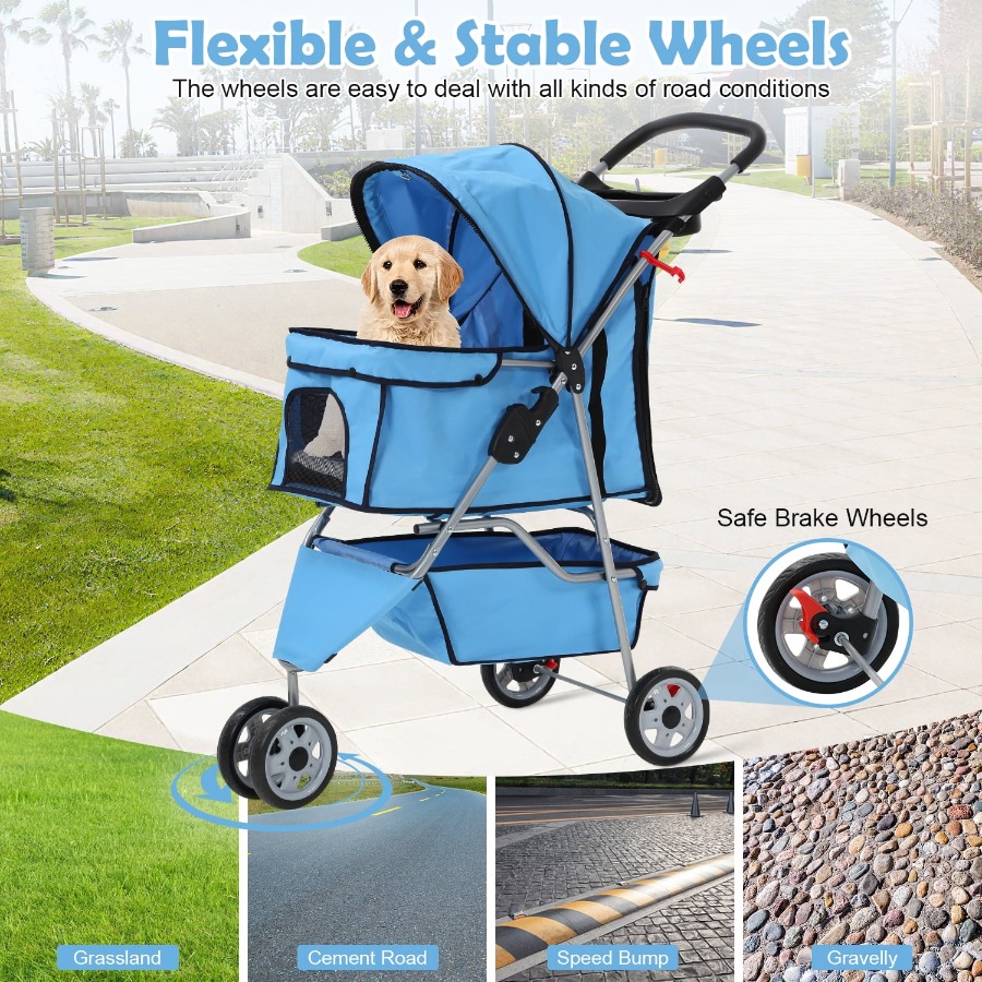 3 Wheels Dog Stroller Folding  - Pet Stroller Carrier recensione e prezzo