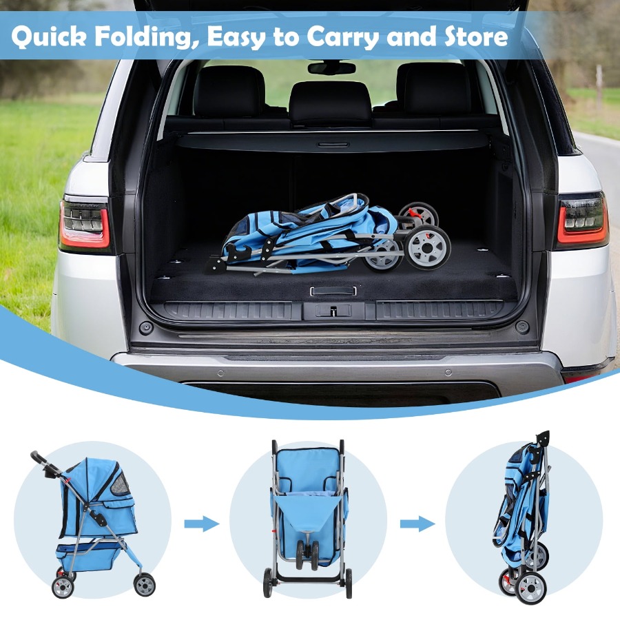 3 Wheels Dog Stroller Folding  - Pet Stroller Carrier recensione e prezzo