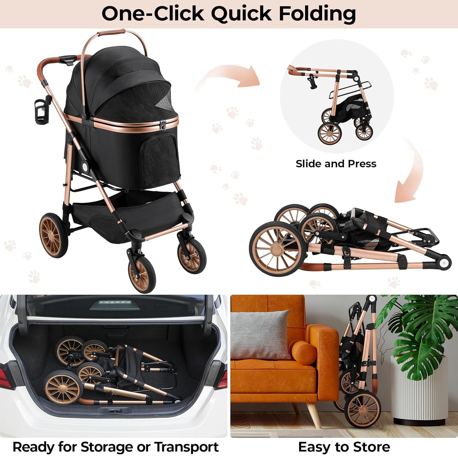 Foldable Pet Stroller for Medi - Pet Stroller Carrier recensione e prezzo