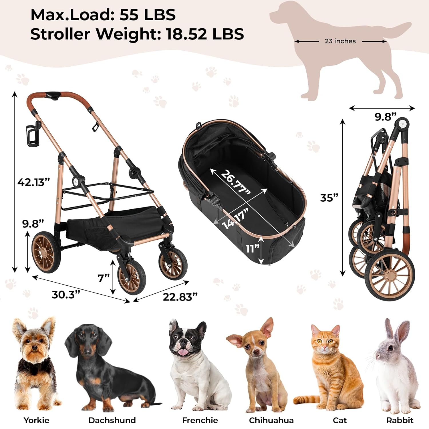 Foldable Pet Stroller for Medi - Pet Stroller Carrier recensione e prezzo